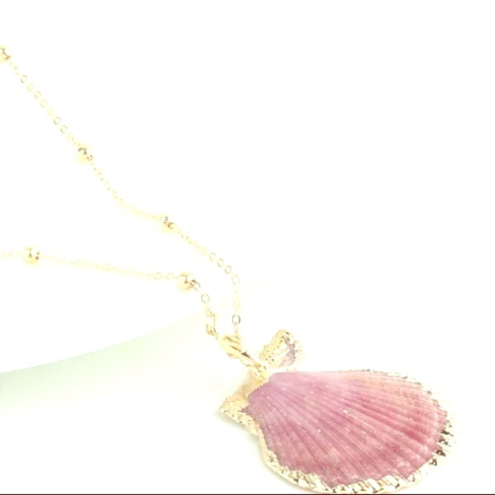 Seashell pendant necklace gold tone - Picture 2 of 7
